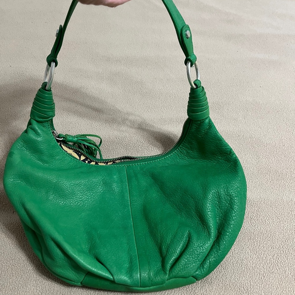 Green leather purse